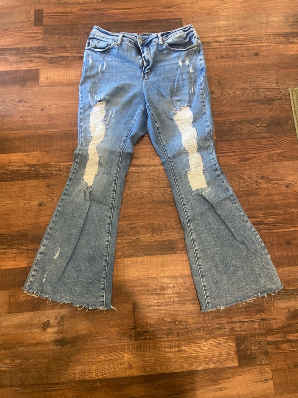 Judy Blue Light Blue Distressed Flare Jeans
